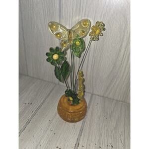 Vtg 70s Gamut Designs Lucite Acrylic Butterfly Flower Arrangement Bouquet USA